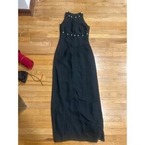 Vintage Watters & Watters Pearl accent black sheath gown sz 4